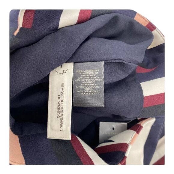 Ann Taylor4 4P Striped Pencil Skirt Navy White Pink Above Knee Business Casual - Picture 5 of 5